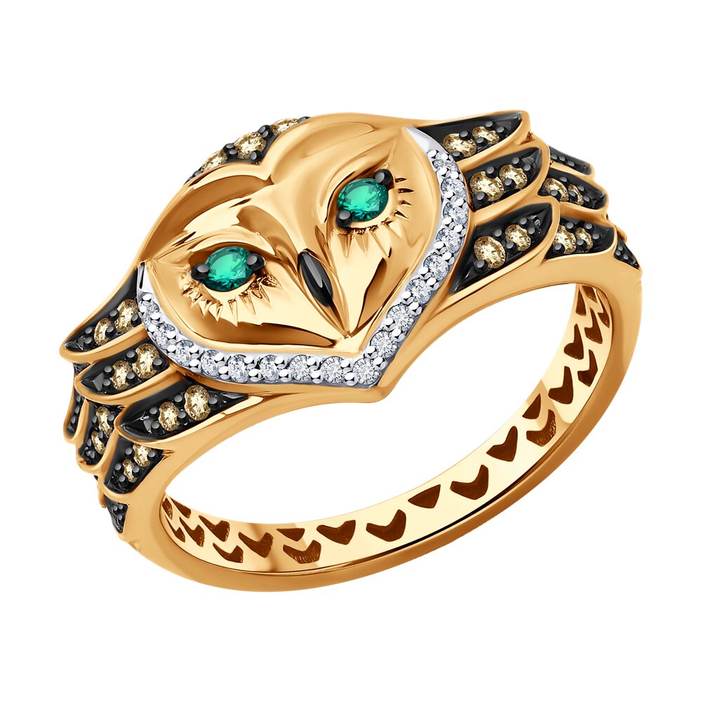 Кольцо SOKOLOV из золота с бриллиантами и изумрудами