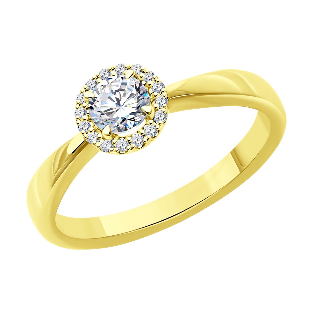 Кольцо SOKOLOV из желтого золота с бриллиантом выращенным