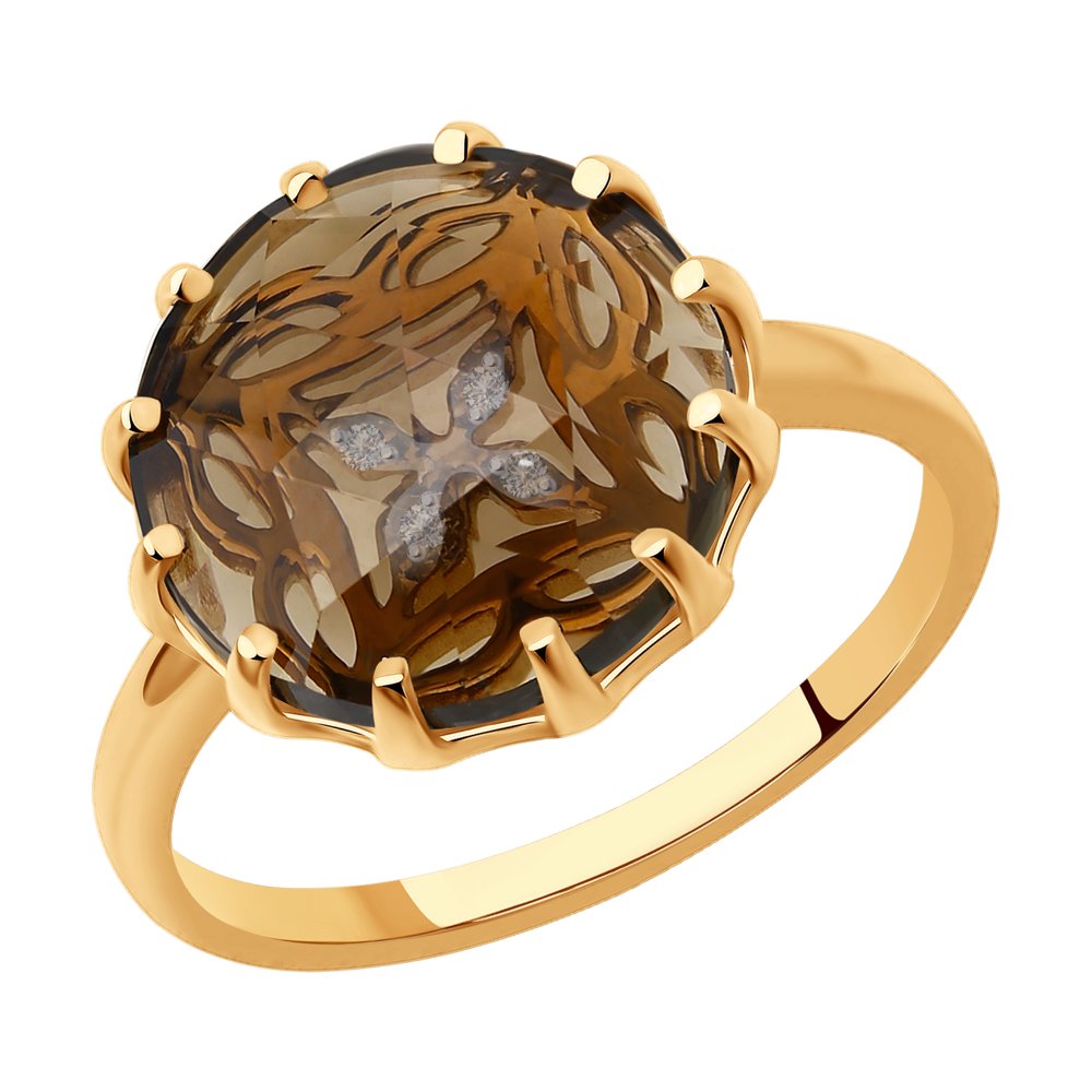 Кольцо SOKOLOV из золота с бриллиантами и раухтопазом